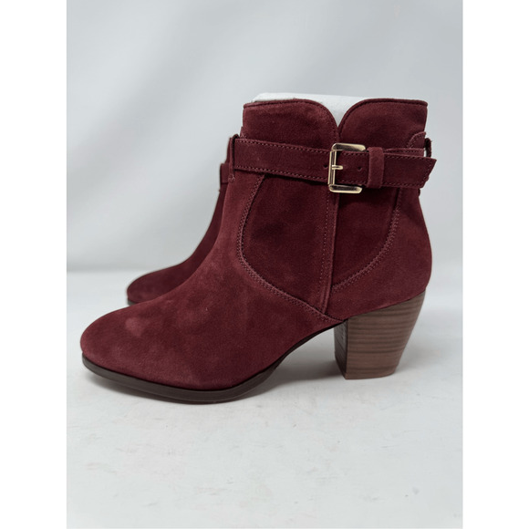 Diba Shoes - Diba Womens Shoes Boots Sz 7.5 Burgundy Red Suede Leather Heeled Chic Casual New